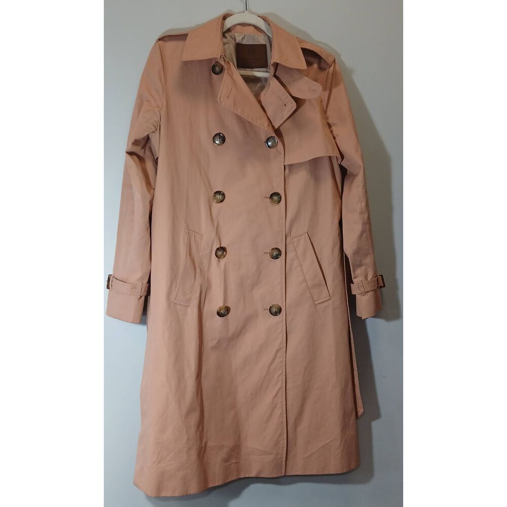 Massimo dutti womens medium long trench coat jacket rust peach apricot